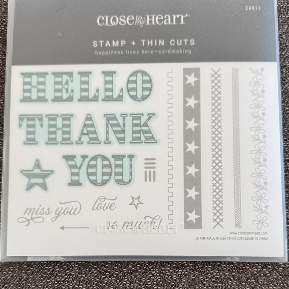 Close to My Heart Cardmaking Stamp and Thin Cuts Set - Blue and Gray